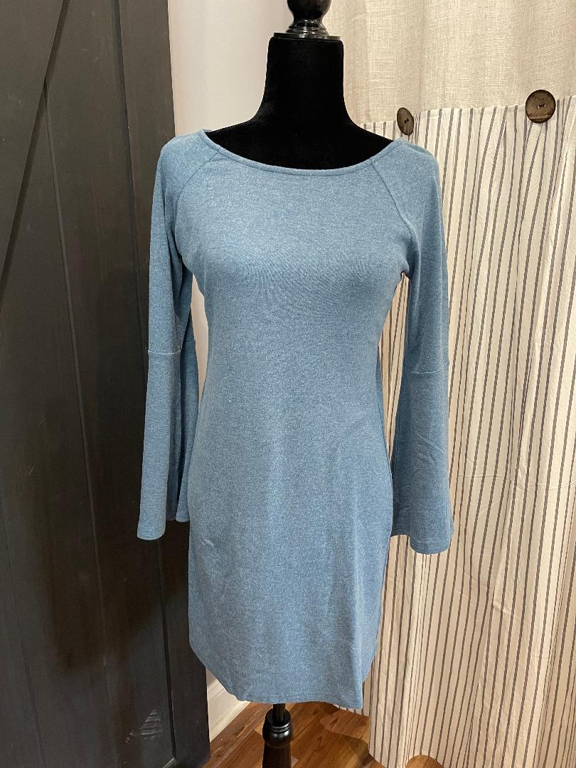 Heather Blue knit dress with long sleeve