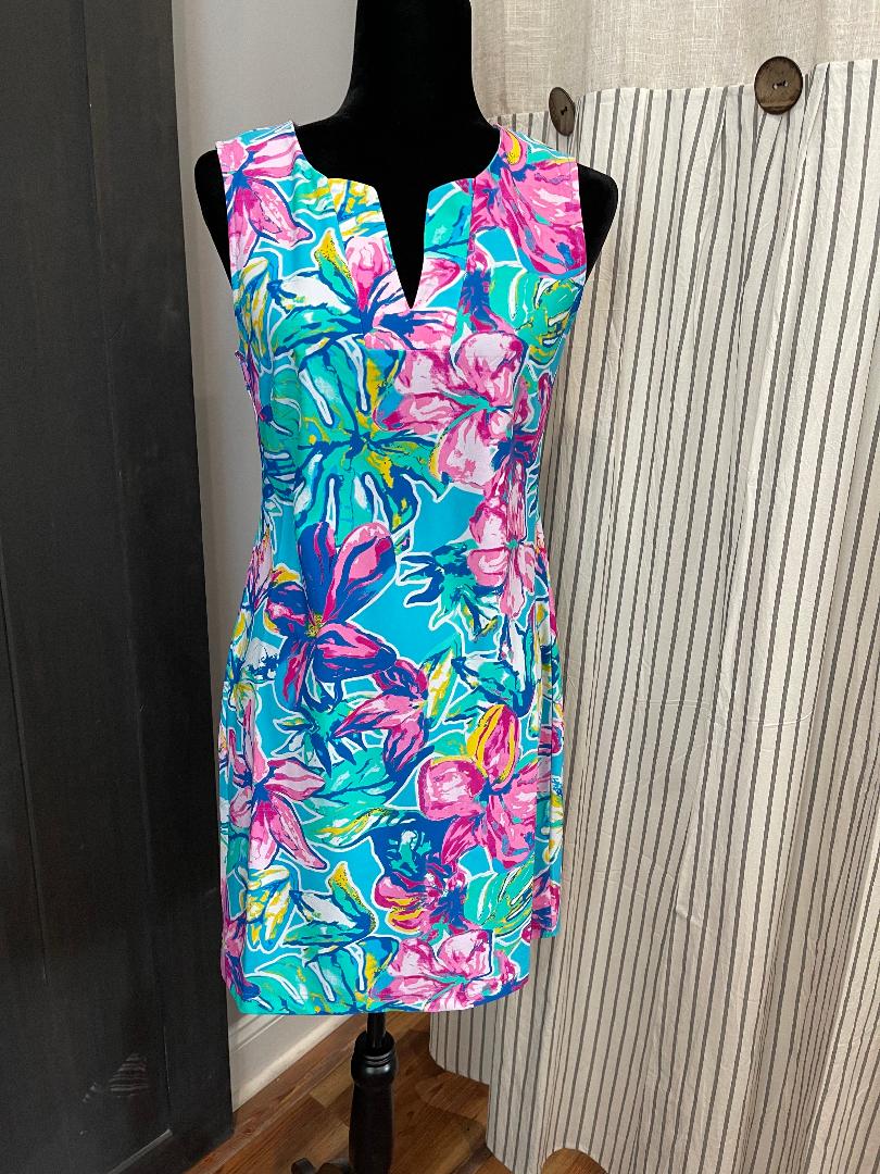 Sky floral sleeveless dress