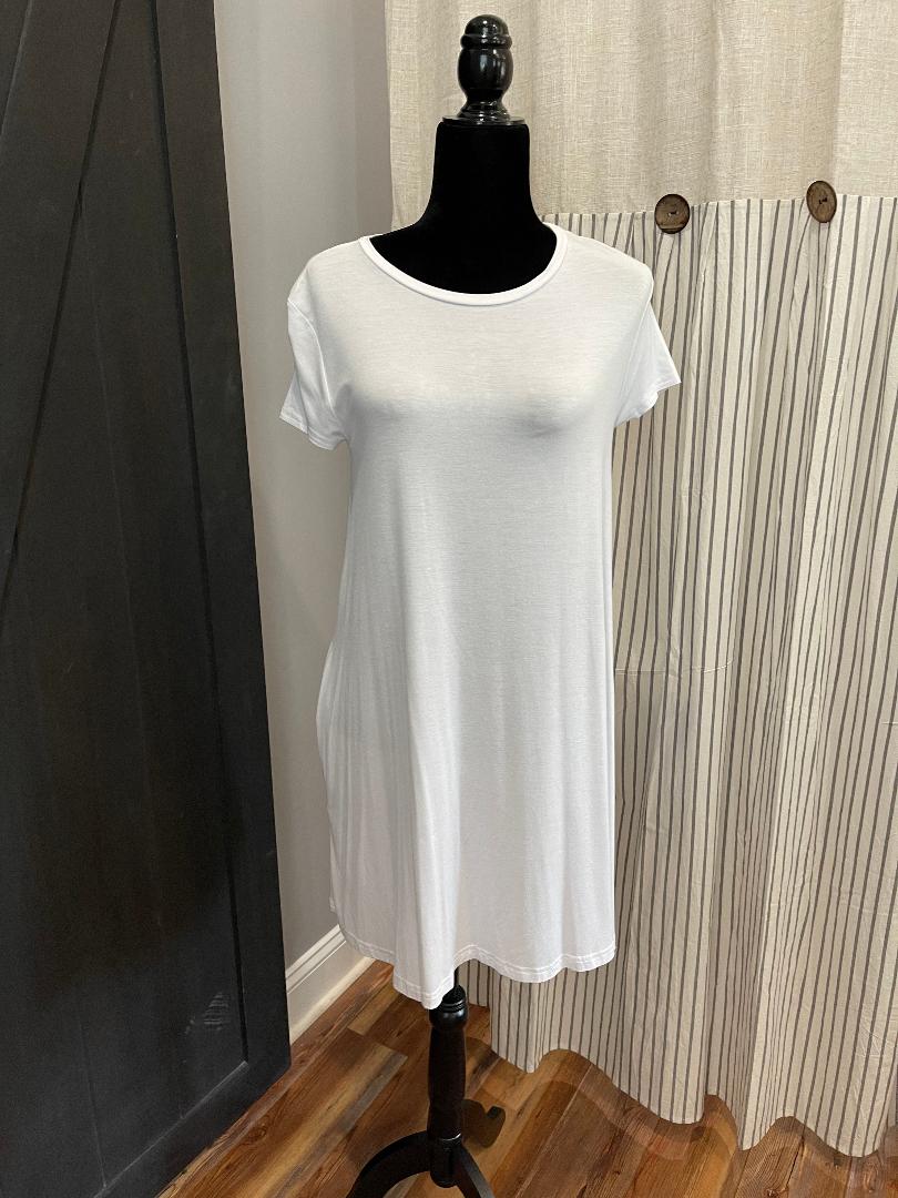 White Crew Neck Dress